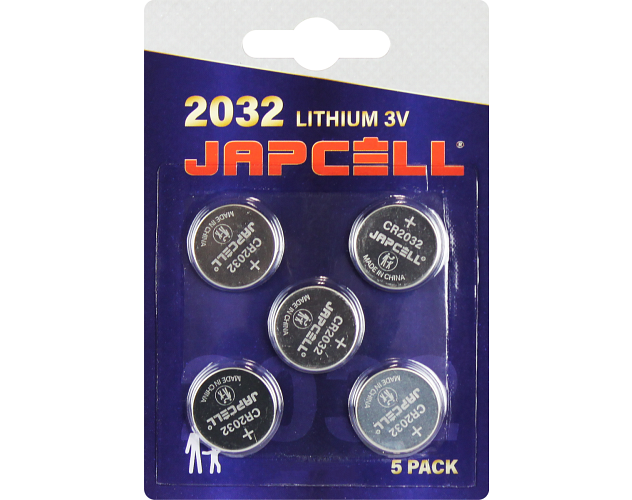 Japcell Lithium rafhlaða CR2032 5 stk. pakki
